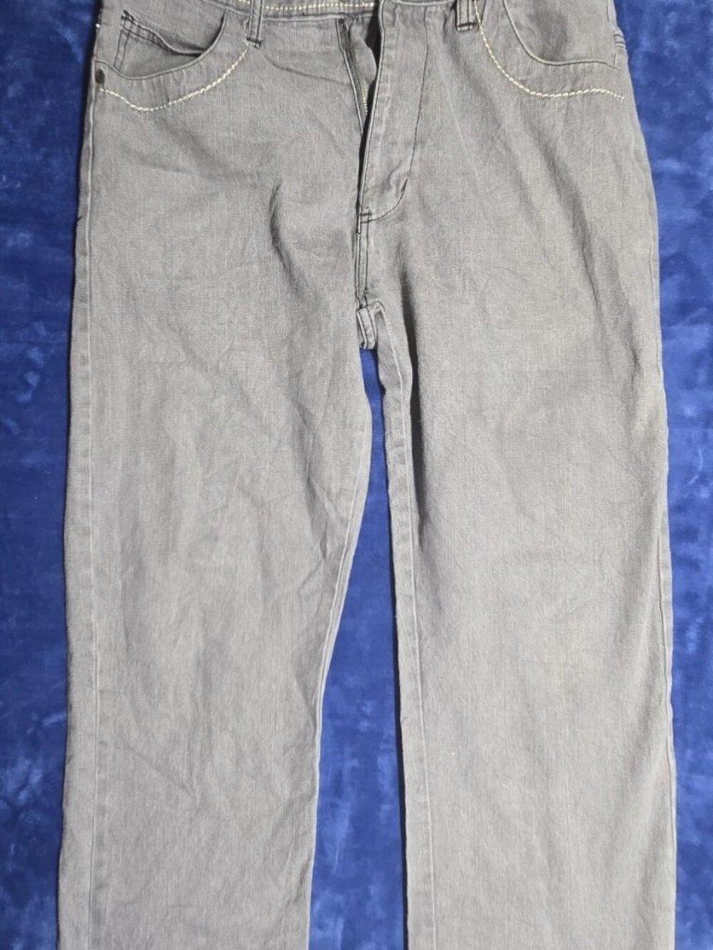 VTG Y2K Karl Kani Gold Jeans 34x32 Gray Denim Metallic Back Pocket Graphic